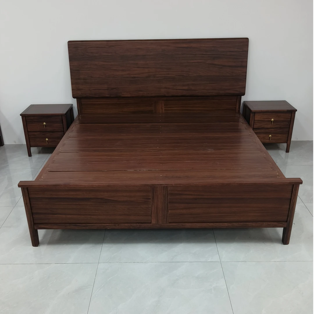 [F-208】全实木黑胡桃主卧实木双人床储物床婚床1.8米1.5米高箱