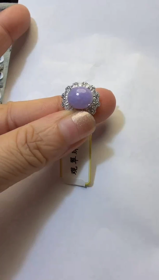 银S925镶嵌戒指翡翠925银镶缅甸A货翡翠戒指