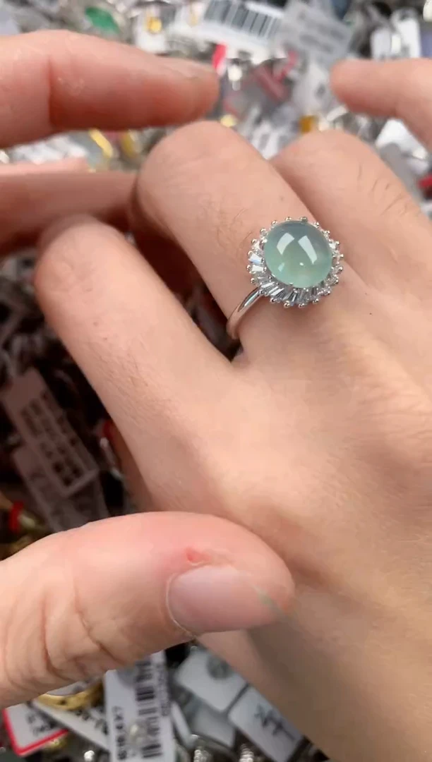 银S925镶嵌戒指翡翠999           1