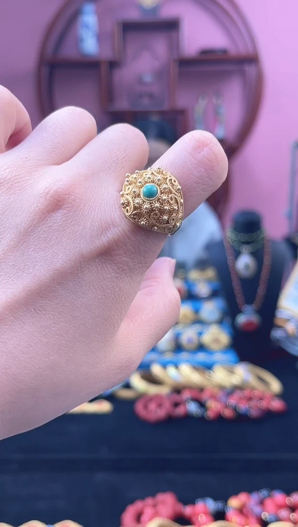 非遗 花丝镶嵌  开口戒