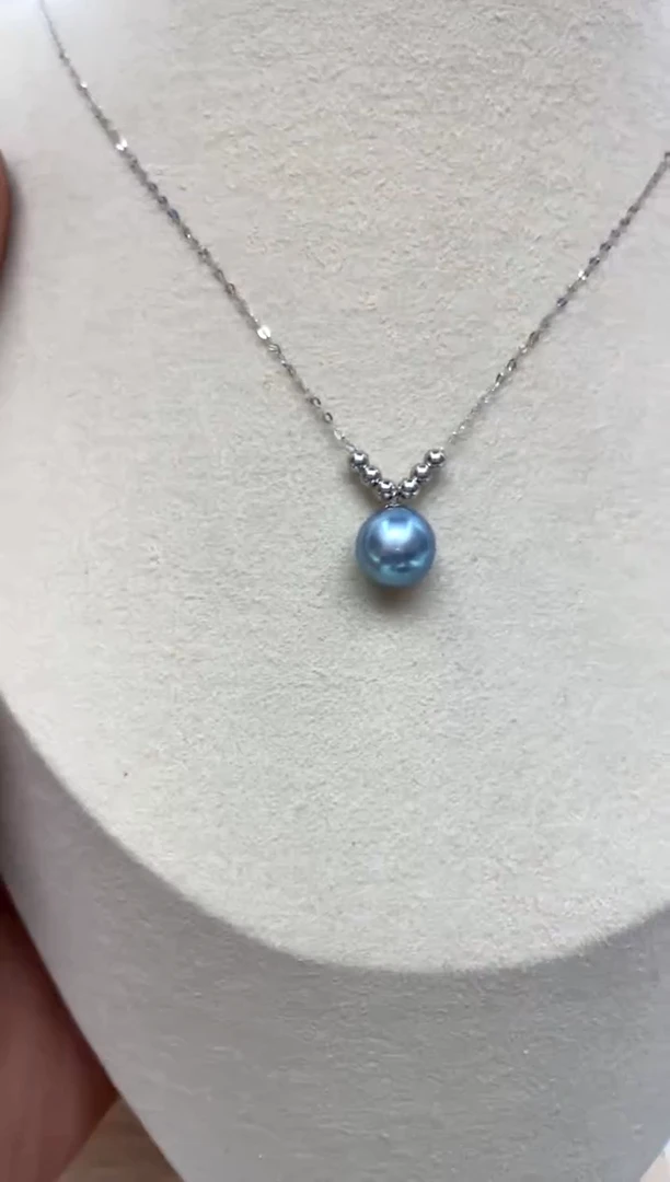 颈饰18K金镶嵌海水珍珠8-9