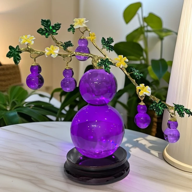 水晶中式葫芦摆件客厅装饰品乔迁礼物高档水晶工艺品花器花瓶