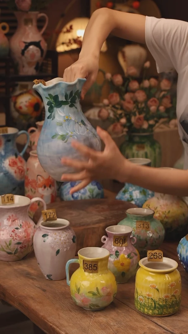 陶瓷377景德镇设计师手作花器摆件侘寂风