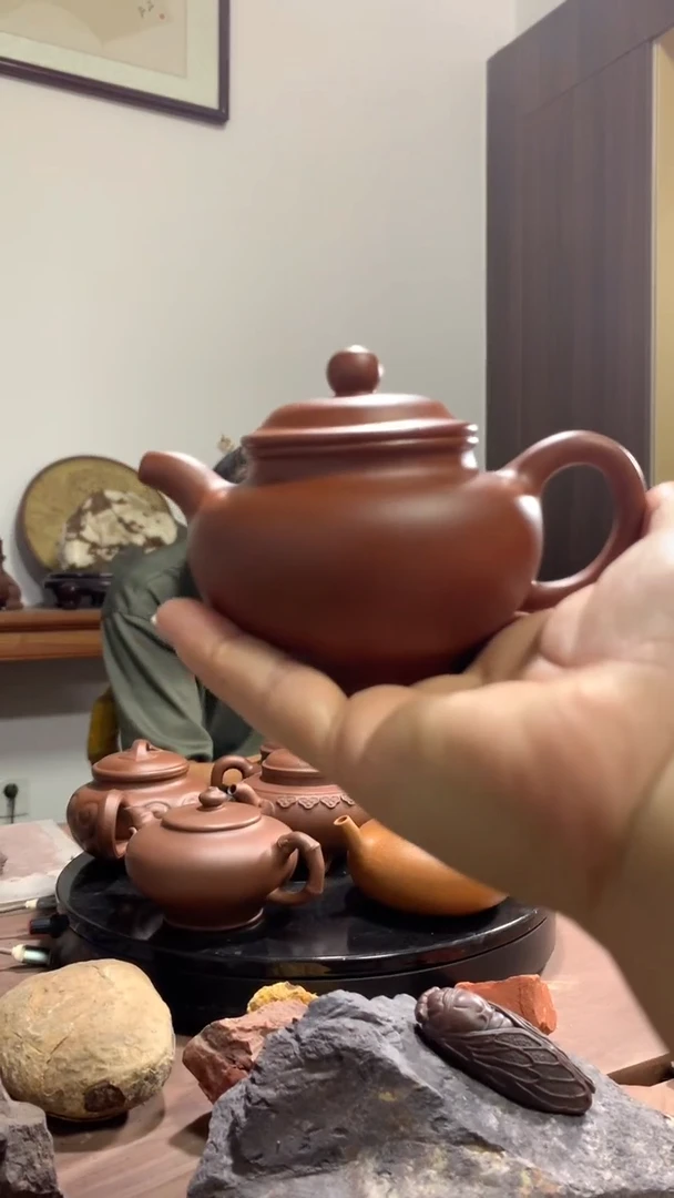 茶壶紫砂开***哥半手原矿朱泥掇只壶（尾款）