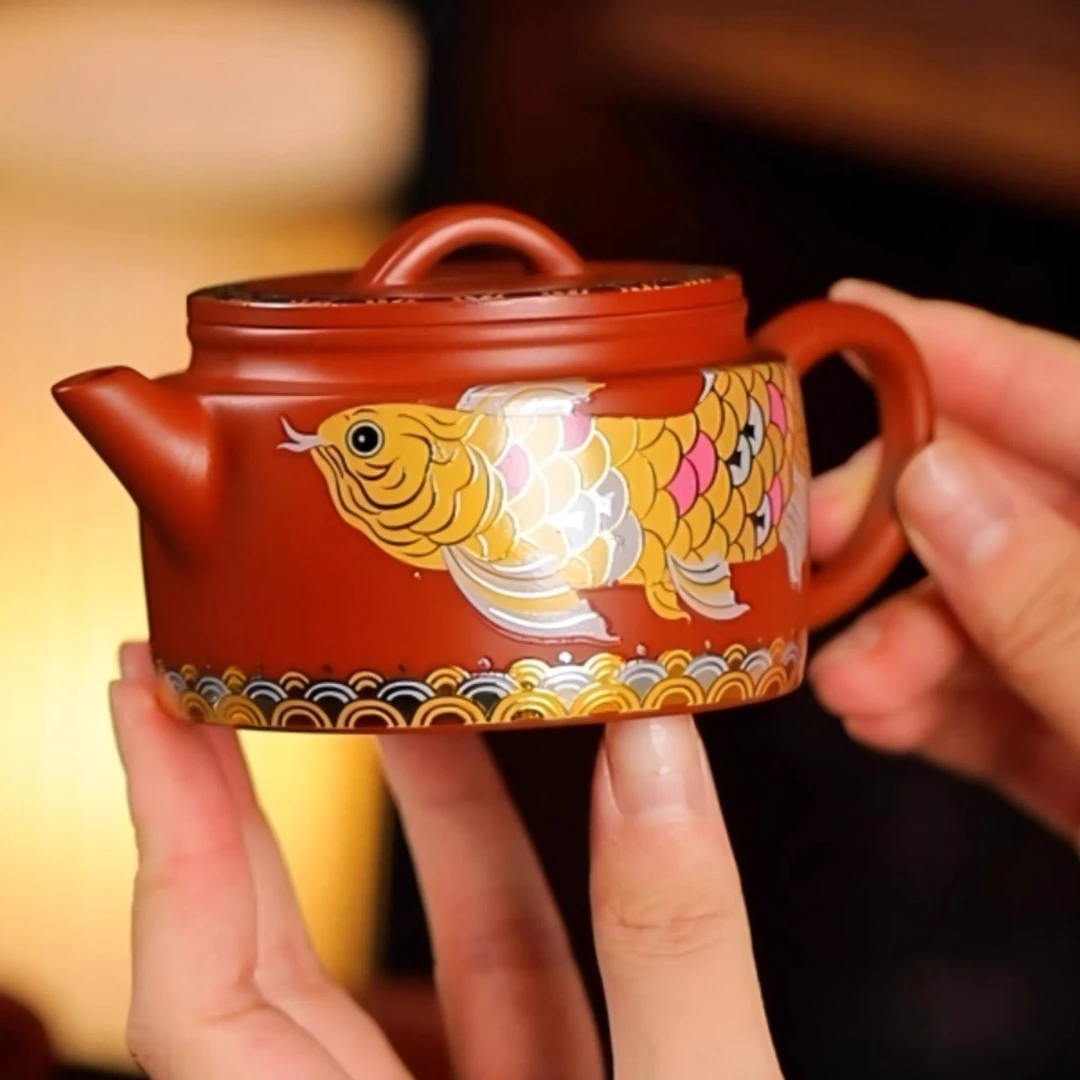 紫砂壶纯手工朱泥泡茶壶高档功夫茶具家用遇热变色紫砂汉瓦泡茶壶