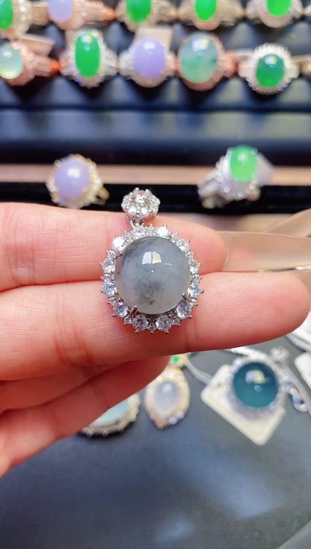 银S925镶嵌戒指翡翠天然