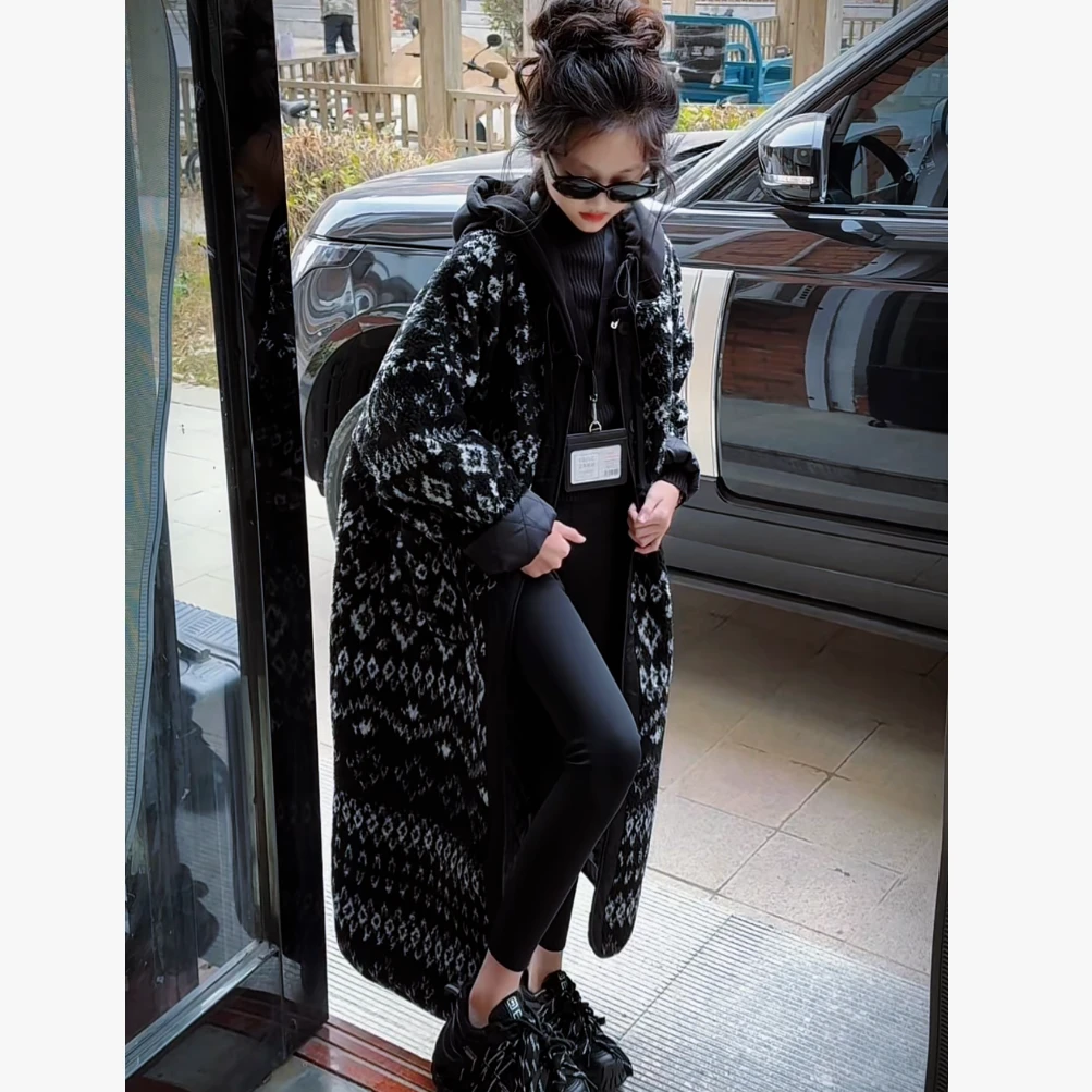 ☆甜蜜蜜☆2025冬季女童新款韩版百搭宽松中长款时尚单排扣休闲外套