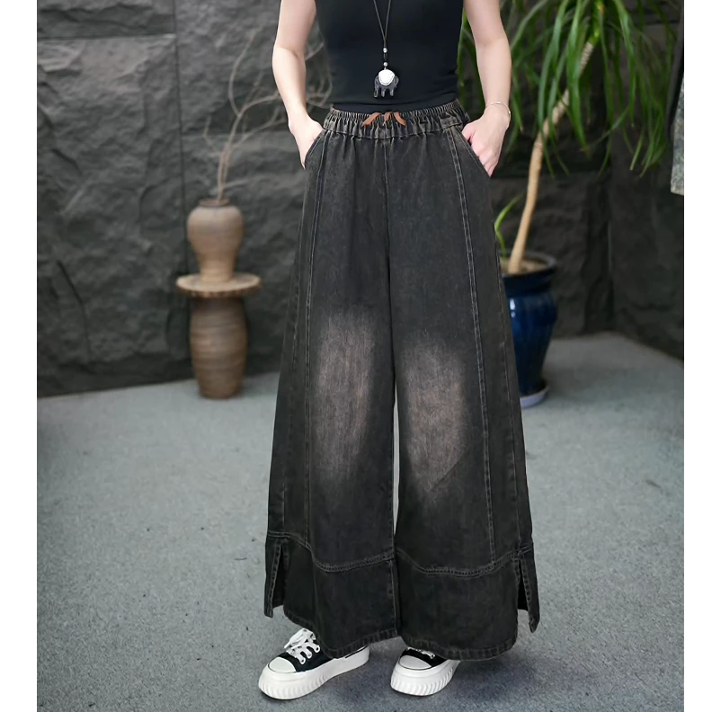 【美式阔腿裤牛仔裤】秋季新款女装百搭显瘦长裤2025新款大码裤子LL