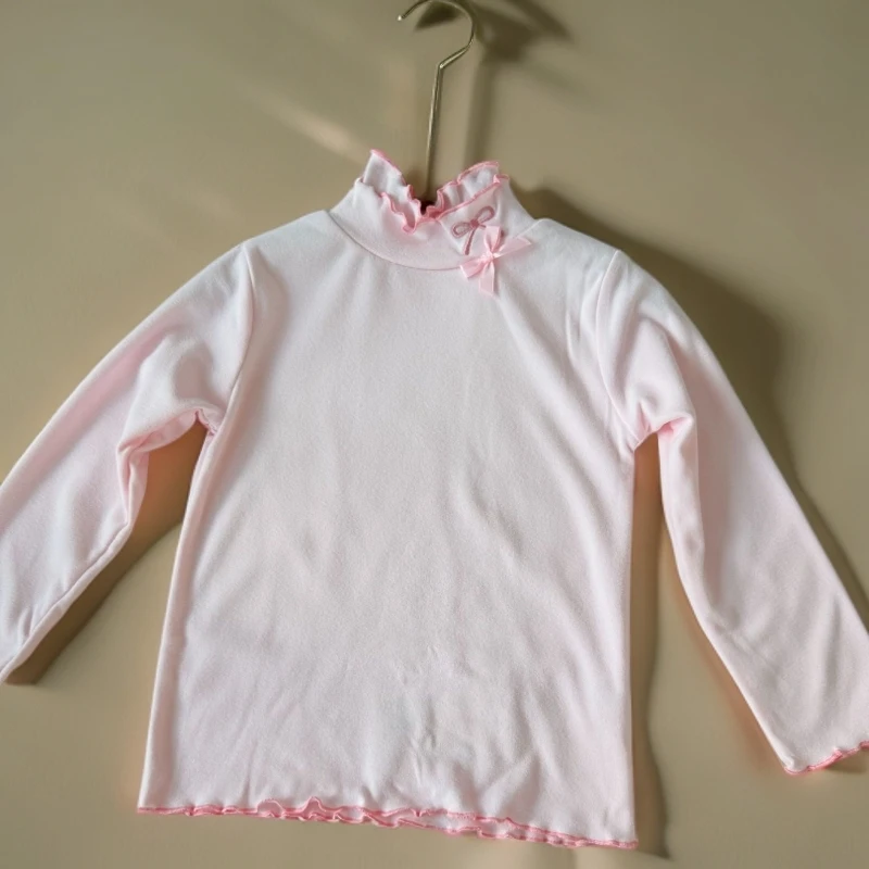 Q-263 粉色双层木耳边打底衫