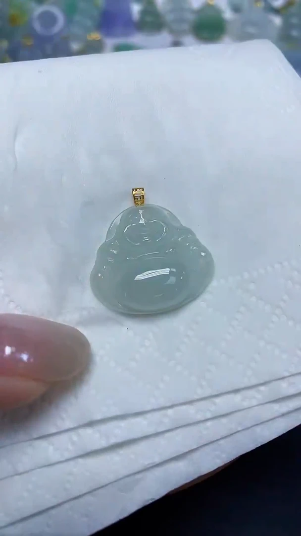 翡翠18K金镶嵌颈饰天然缅甸翡翠A货