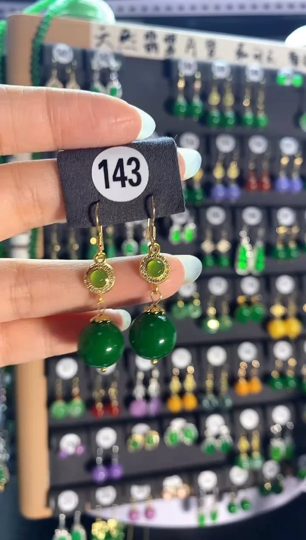 翡翠银S925镶嵌耳饰143.....