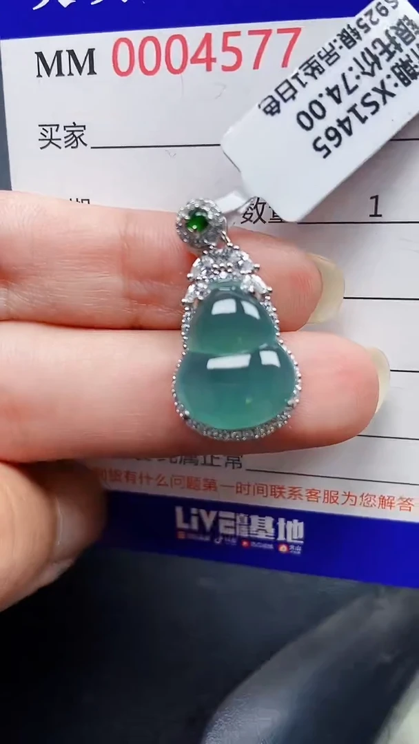 颈饰银S925镶嵌翡翠4577