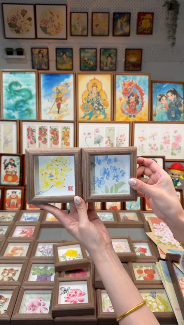 国画并蒂莲 蝴蝶兰手绘国画11
