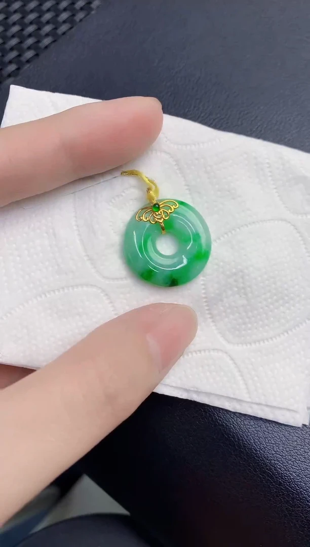 颈饰18K金镶嵌翡翠天然翡翠缅甸A货
