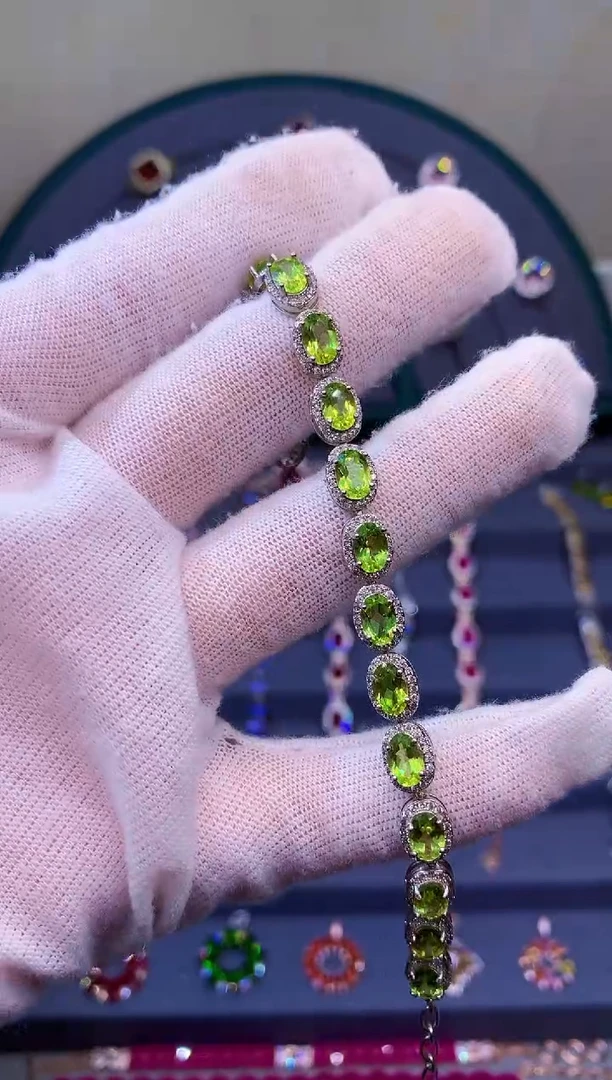 【闪购商品】橄榄石手链银S925镶嵌5