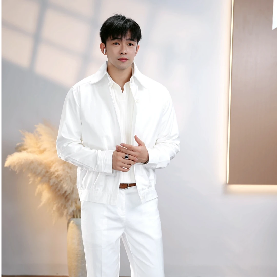 【K.Z.STAR】秋款新款莱赛尔休闲翻领纯色长袖夹克外套男士