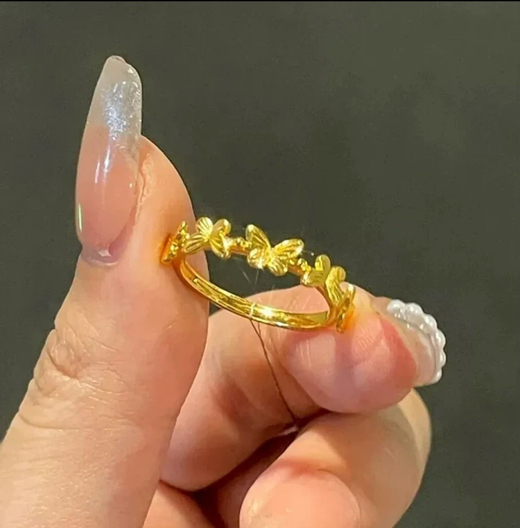 【香港正品】轻奢小众甜美蝴蝶开口戒指（1237）