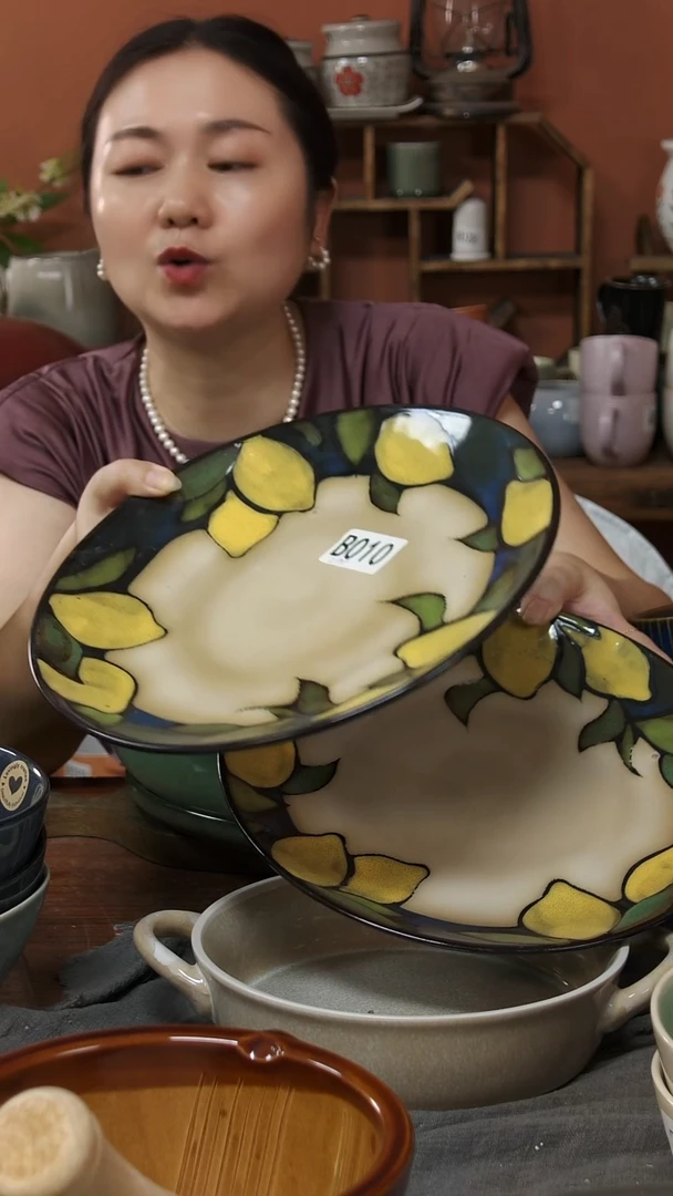 陶瓷楠*?B010陶瓷柠檬盘2件套瑕疵