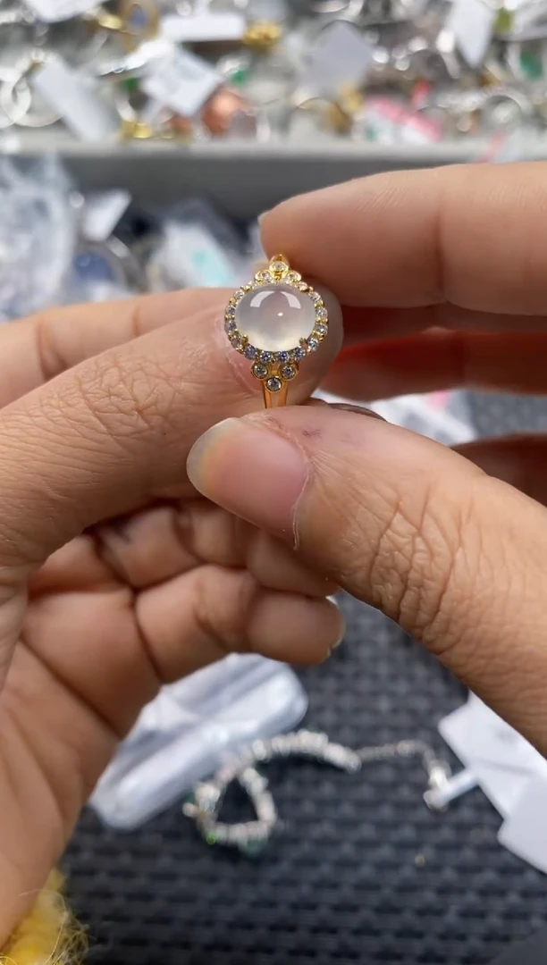 银S925镶嵌戒指翡翠999---3