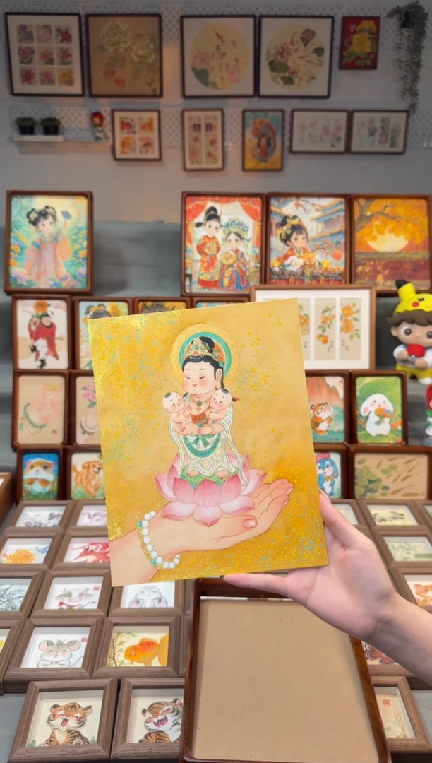 国画喜****3佛手菩萨 手绘国画10花芯