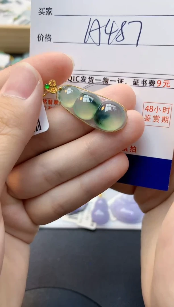 颈饰18K金镶嵌翡翠天然缅甸A货翡翠百元以上9元证书费自理