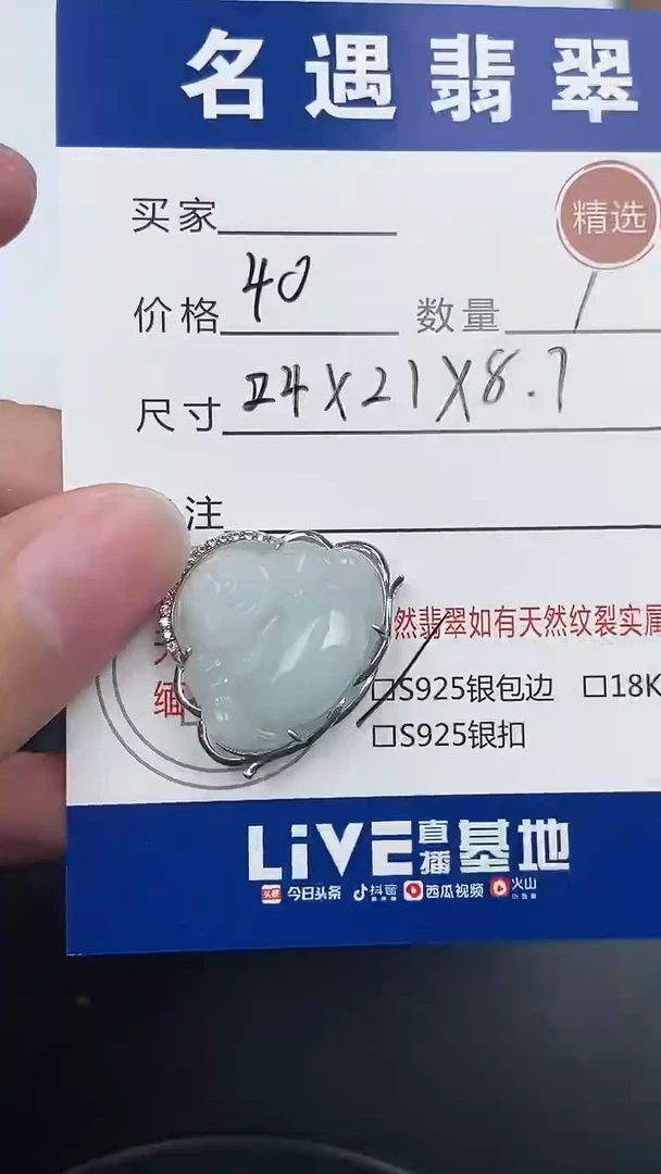 翡翠银S925镶嵌颈饰挂件
