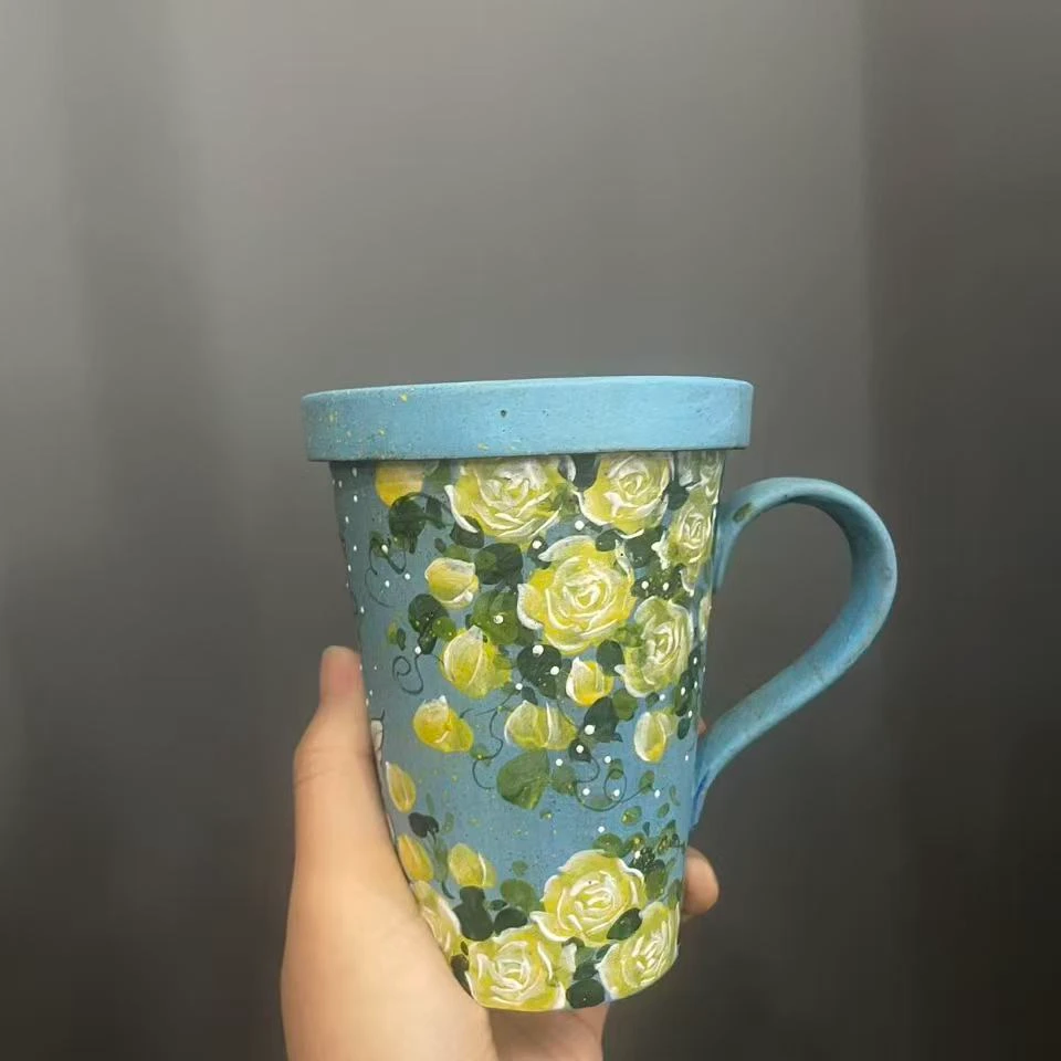 编号090蓝色小花紫砂杯