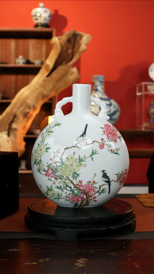 摆件粉彩花鸟摆件
