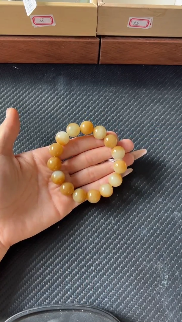 未镶嵌手串和田玉若羌微色差卡14L