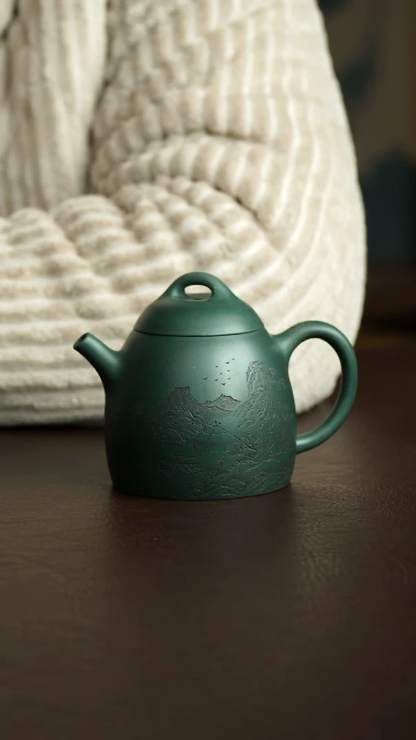 茶杯紫砂79号 李建军老师墨绿泥山水秦权