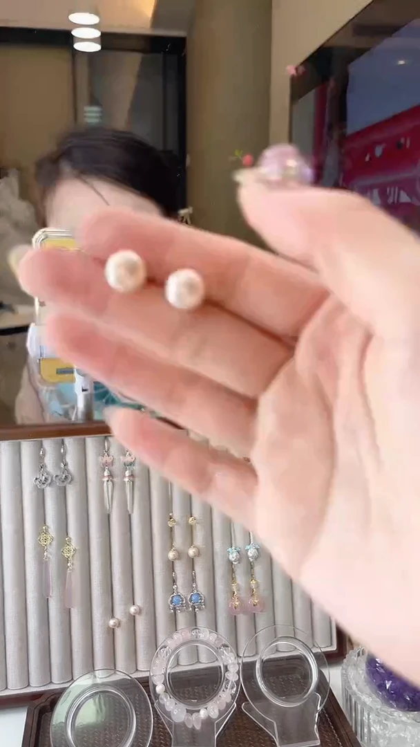 铜合金琉璃925银3-2小珠珠耳钉