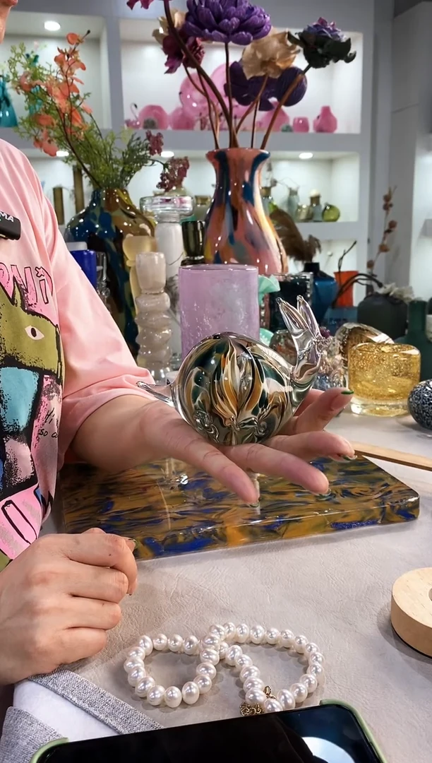 季**花慕忆家手作琉璃花瓶蜗牛