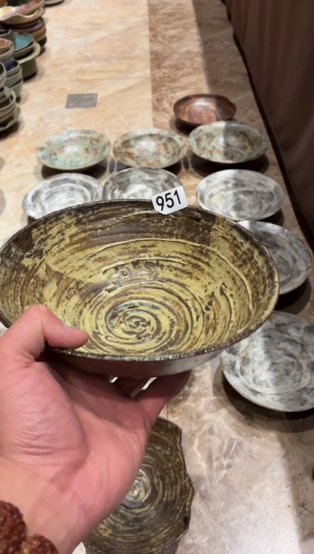 瓷片兜*951咖黄龙柳木斗碗1个