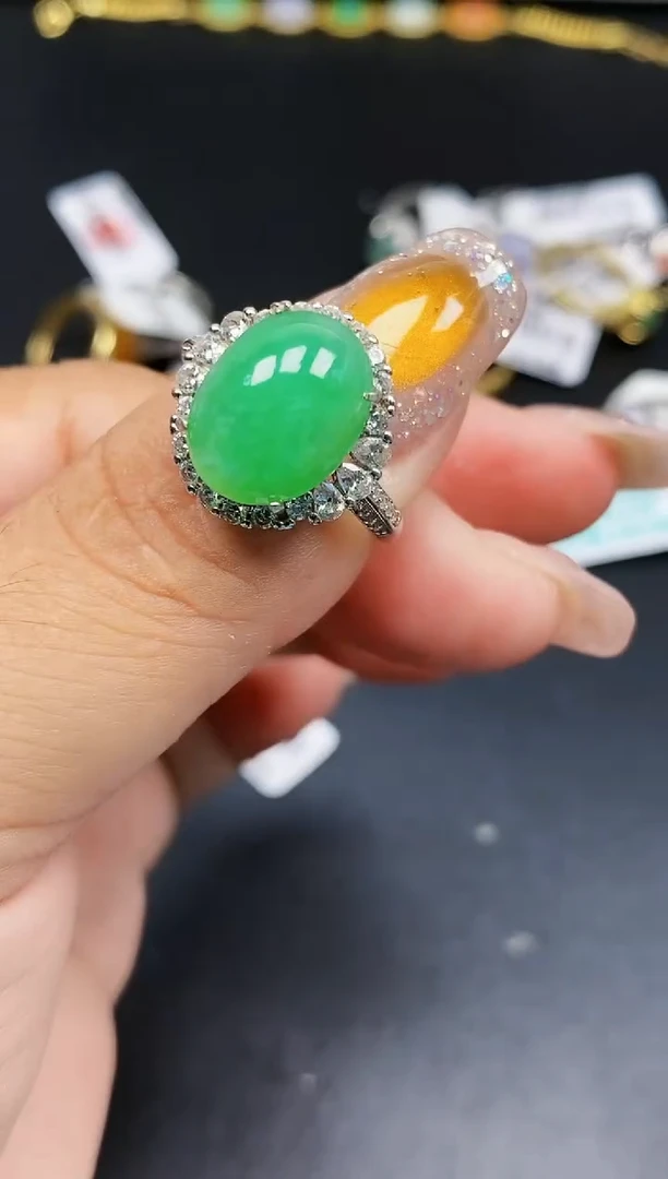 银S925镶嵌戒指翡翠6122
