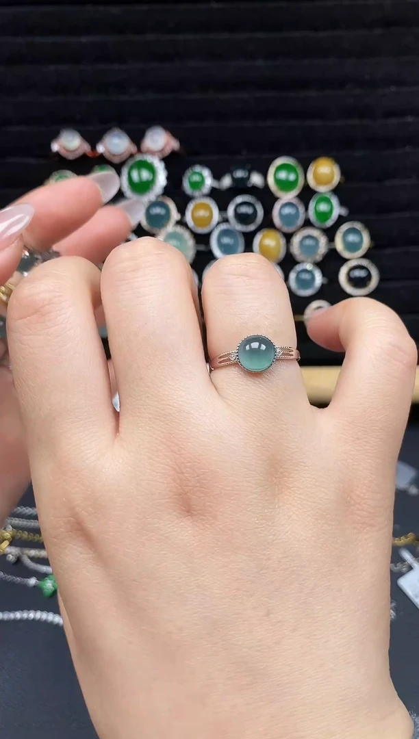 银S925镶嵌戒指翡翠111