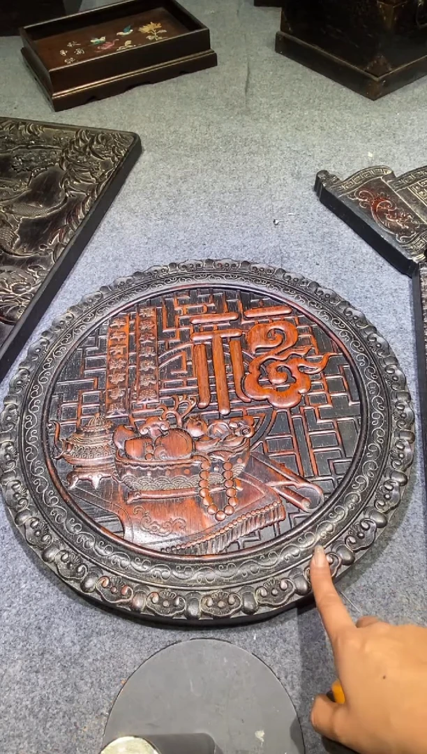 木紫檀拆件雕刻板以直播间实物为准微瑕老物件