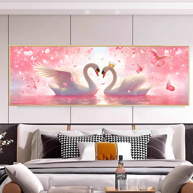 纯手工绣好的十字绣成品不带裱框情侣天鹅客厅餐厅经典挂画