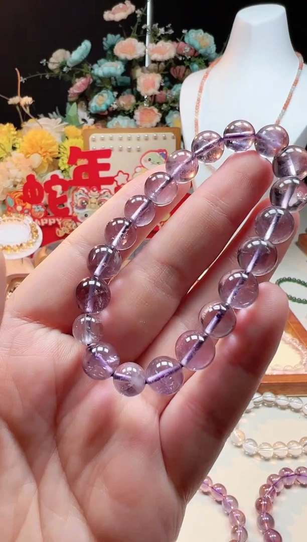 【闪购商品】水晶手串未镶嵌10mm设计微棉天然巴西紫水晶手串