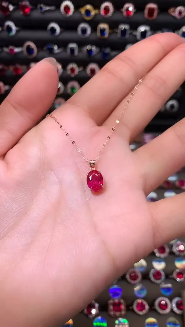 【闪购商品】红宝石吊坠(赠链)银S925镶嵌79