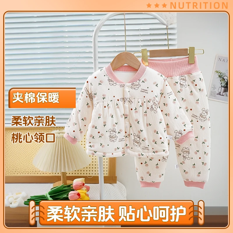 洋气时髦女宝150克夹棉套装春秋保暖女童春秋新款爆款小女孩套装