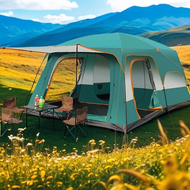 雨棚折叠露营车棚三轮车户外帐篷两室一厅5-8人8-12人防暴雨天幕