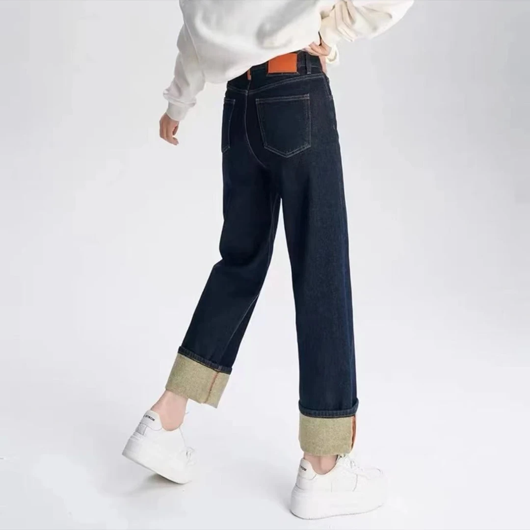 769牛仔裤女冬新款直筒裤显瘦高腰直筒裤