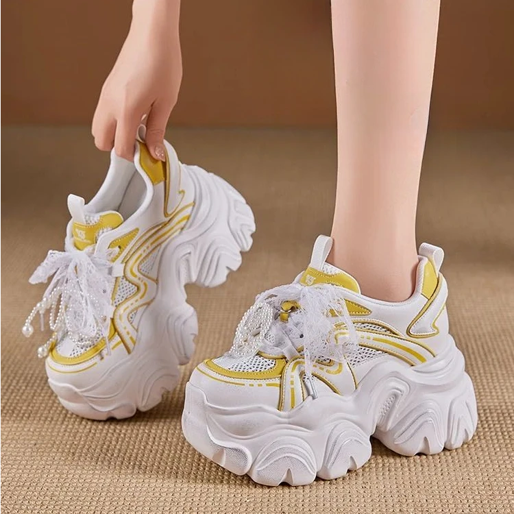 爆款小个子增高老爹鞋女鞋2025新款春夏季厚底运动休闲松糕鞋GK3