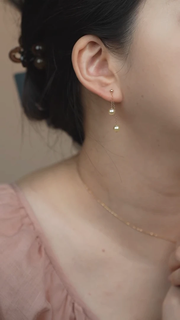 18K金镶嵌海水珍珠耳饰5.5-6真科研ss皇后耳线