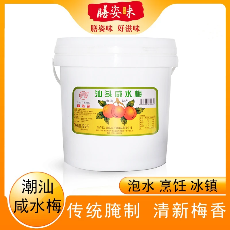 潮汕咸水梅潮州特产腌制咸酸梅汤酸浸梅青竹梅餐饮桶装冲水蘸酱料