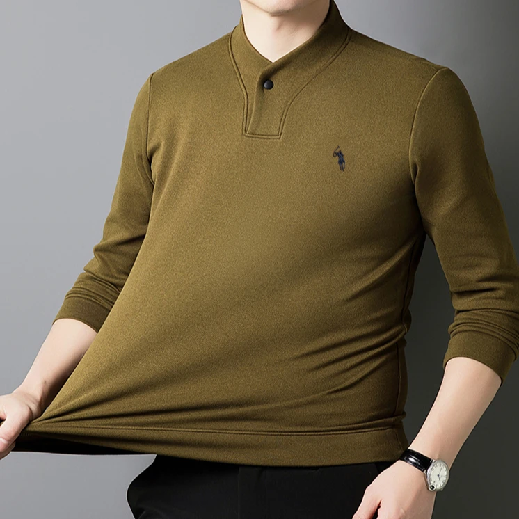 秋冬2025新款【弹力德绒 圆领】T恤卫衣男士长袖加厚保暖套头打底衫