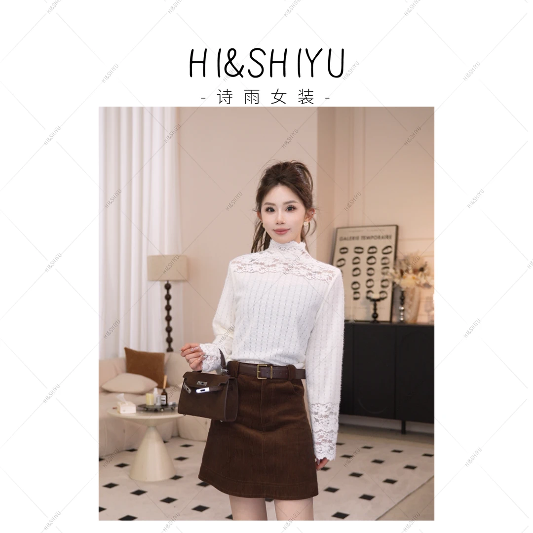 HISHIYU【精致邂逅】新款针织蕾丝打底衫内搭秋冬毛衫女半高领毛衣