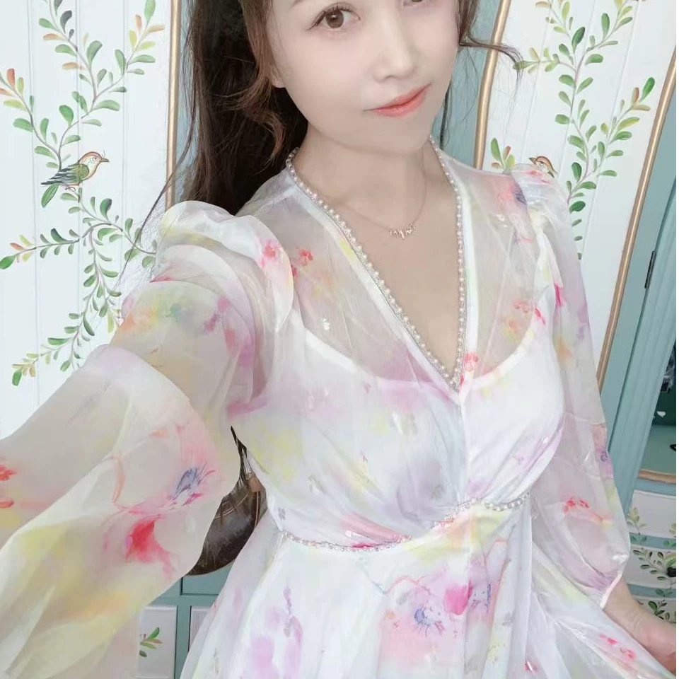 YDNalways衣迪尼时装品牌设计款2025春季时尚重工拼接高级仙女裙