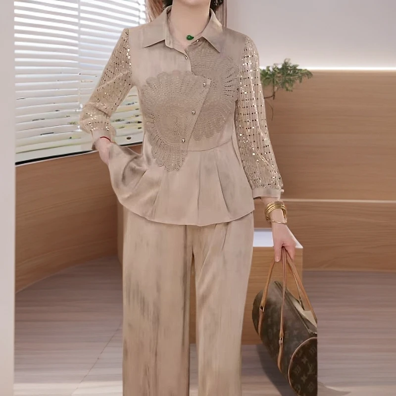 洋气高级感气质时尚套装2025春季新款上衣显瘦宽松裤子上衣两件套