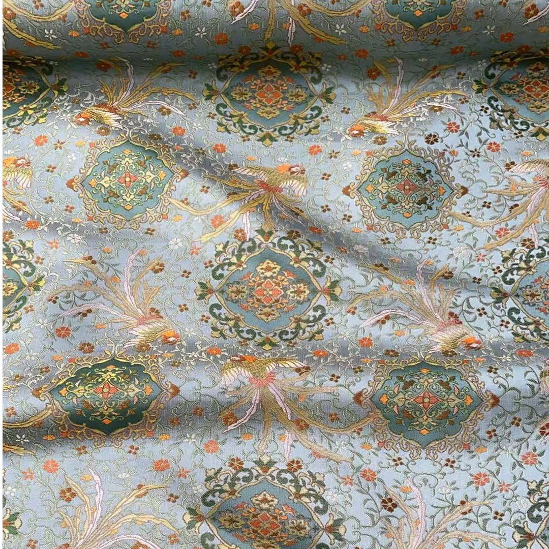 【织途】三马宋锦双凤宝相四重维织金工艺42姆米百分百桑蚕丝